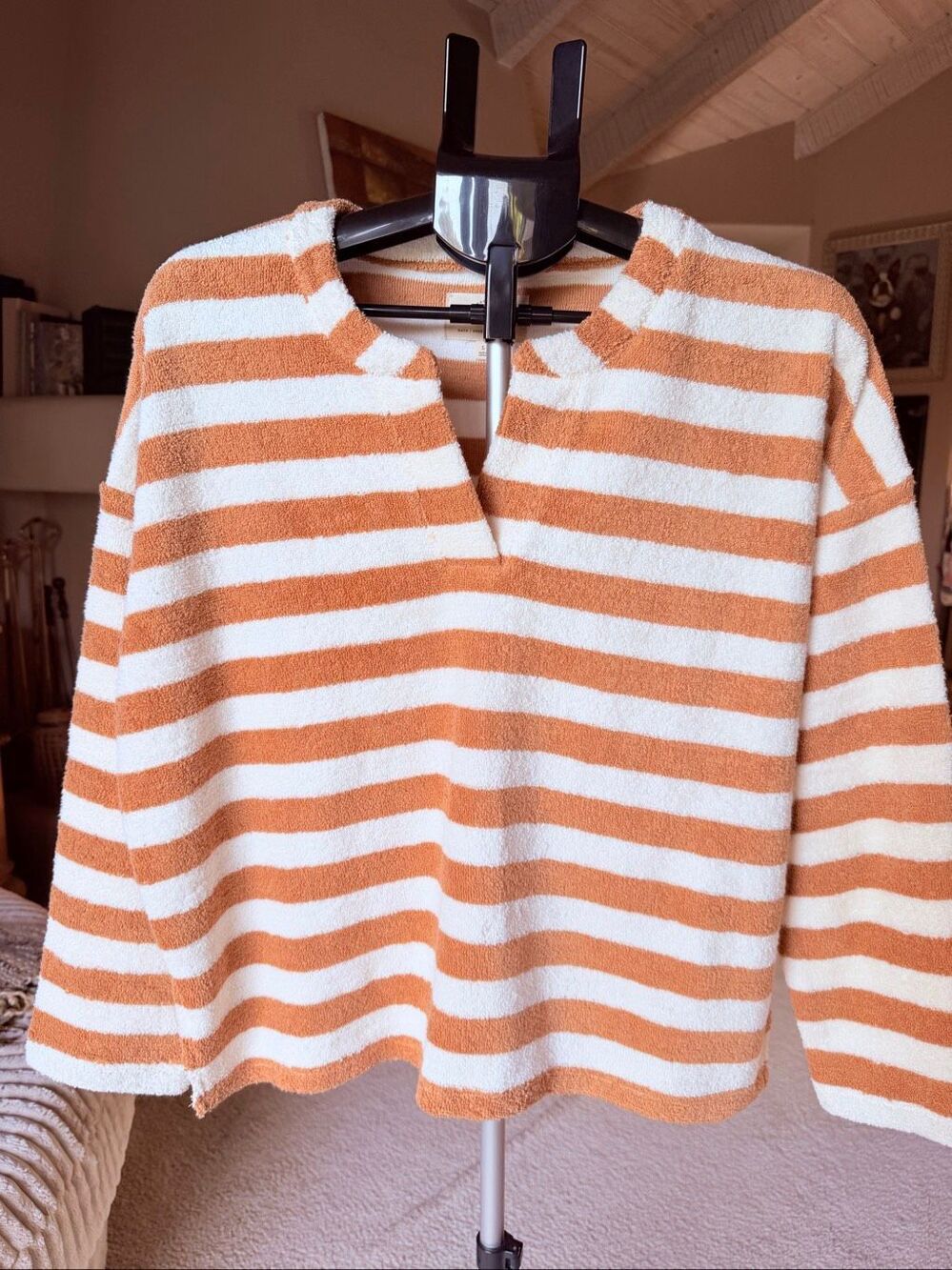 NWOT Madewell stripped terry split neck pullover
